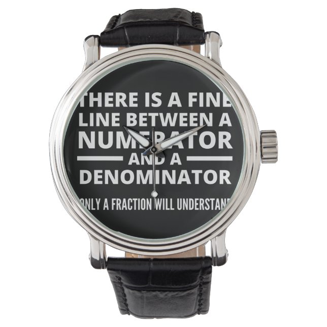 Montre Funny Math FINE LIGNE NUMÉRATEUR DENOMINATEUR (devant)
