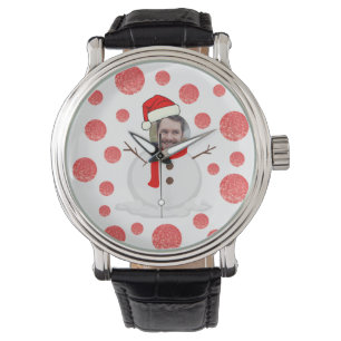 Montre Funny Personnalisé Photo visage bonhomme de neige 