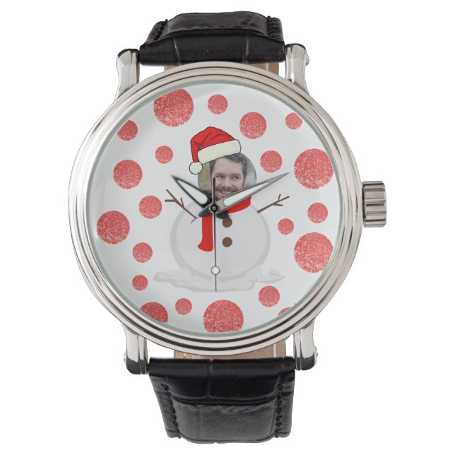Montre Funny Personnalisé Photo visage bonhomme de neige  (devant)