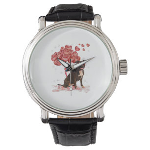 Montre Funny Pitbull Coeur Valentines Jour Chien Papa Mam