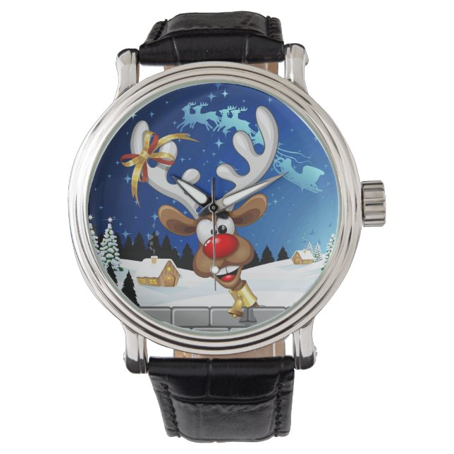 Montre Funny Reindeer Peeking Christmas Meme  (devant)