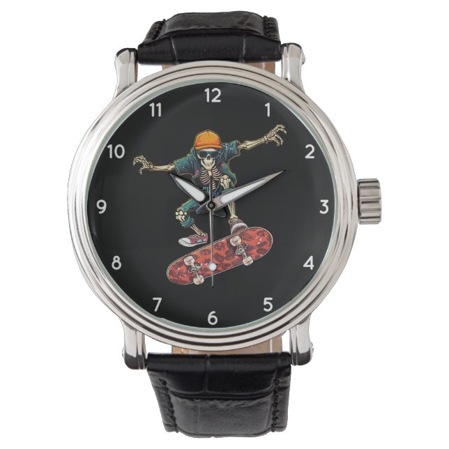 Montre Funny Skeleton Skateboard vintage Skateboard (devant)
