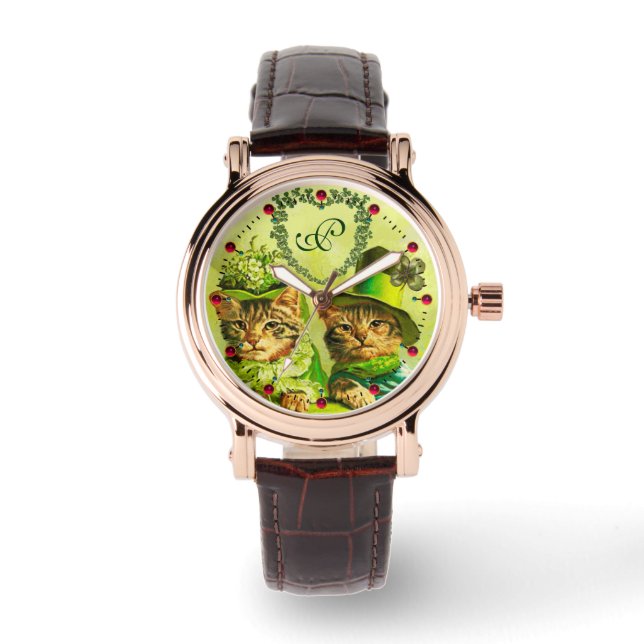MONTRE FUNNY VIEILLE FASHION ST.PATRICK'S DAME CATS HEART (Recto)