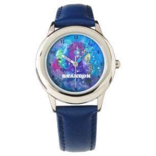 Montre Galaxy Boys Cool Bleu élégant Nom personnalisé Enf