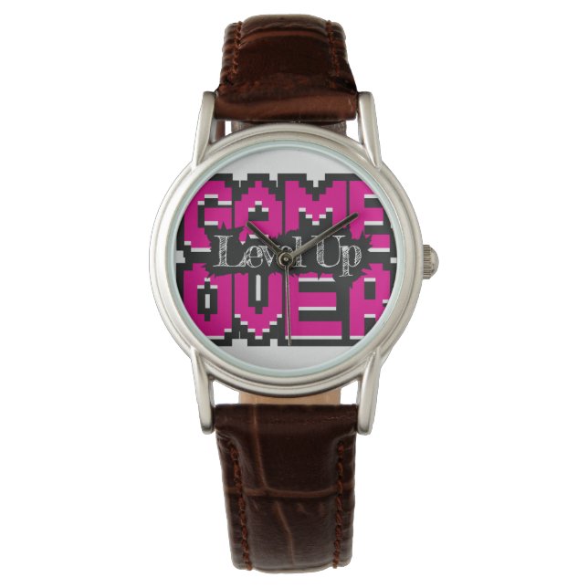 Montre Game Over, Level Up : Monde de jeu rétro pixelisé (devant)