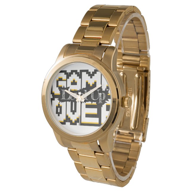 Montre Game Over, Level Up : Monde de jeu rétro pixelisé (Incliné)