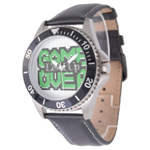 Montre Game Over, Level Up : Monde de jeu rétro pixelisé