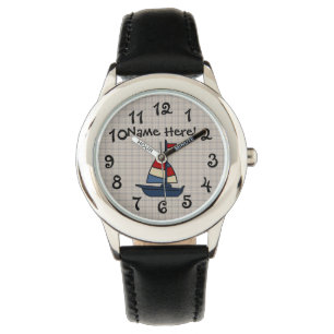 Montre Garçon bleu/bronzage de voilier nautique