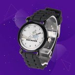 Montre Garçon Cool Moto Noir Personnalisé Enfants<br><div class="desc">Personnalisé, Enfants, moto, nom, montre en acier noir pour garçons. Personnalisez-le avec le nom de votre enfant.</div>