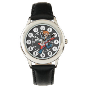 Montre Garçon rockstar blanc noir de guitare appelé