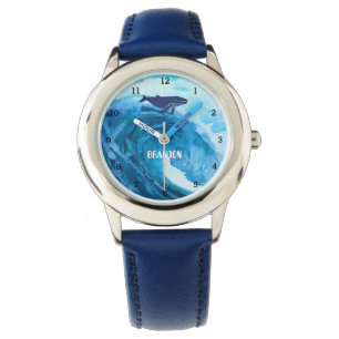 Montre Garçons Baleine Océan Poisson Cute Moderne Bleu En