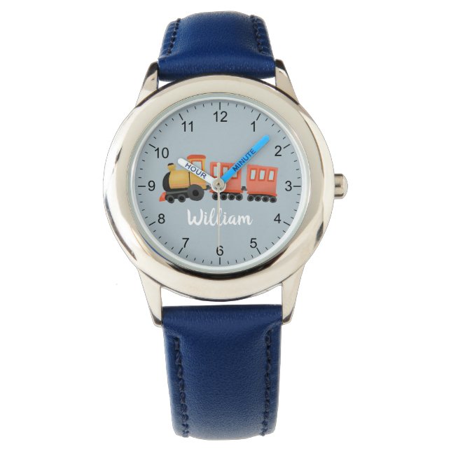 Montre Garçons Bleu Cute Train Moderne Voyage Enfants (devant)