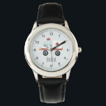 Montre Garçons Bleu mignon Docteur Ambulance Enfants<br><div class="desc">Cette montre mignonne et moderne comporte un dessin d'ambulance et un endroit où vous pouvez ajouter le nom de votre garçon. Parfait pour tout enfant rêvant d'être médecin ou ambulancier ! Avec des chiffres clairs et un arrière - plan bleu, cette montre est idéale pour un petit qui apprend à...</div>