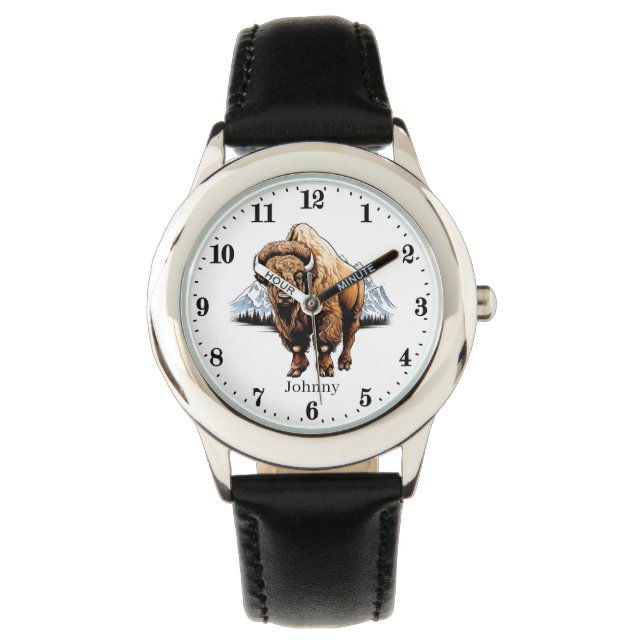 Montre garçons cool Amoureux de Buffalo ajouter le nom (devant)