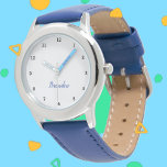 Montre Garçons Cool Moderne Bleu Design Personnalisé Nom<br><div class="desc">Faites de chaque instant spécial avec notre guetteur de nom personnalisé pour enfants! Ce garde-temps personnalisé est parfait pour les enfants de tous âges, avec leur nom imprimé audacieusement sur le visage de la montre. Disponible dans des couleurs vives et des designs amusants, cette montre permet d'apprendre à raconter l'heure...</div>