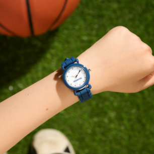 Montre Garçons Cool Moderne Bleu Design Personnalisé Nom