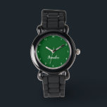 Montre Garçons Cool moderne noir élégant Nom personnalisé<br><div class="desc">Faites de chaque instant spécial avec notre guetteur de nom personnalisé pour enfants! Ce garde-temps personnalisé est parfait pour les enfants de tous âges, avec leur nom imprimé audacieusement sur le visage de la montre. Disponible dans des couleurs vives et des designs amusants, cette montre permet d'apprendre à raconter l'heure...</div>