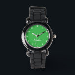 Montre Garçons Cool Moderne Vert élégant Nom personnalisé<br><div class="desc">Faites de chaque instant spécial avec notre guetteur de nom personnalisé pour enfants! Ce garde-temps personnalisé est parfait pour les enfants de tous âges, avec leur nom imprimé audacieusement sur le visage de la montre. Disponible dans des couleurs vives et des designs amusants, cette montre permet d'apprendre à raconter l'heure...</div>