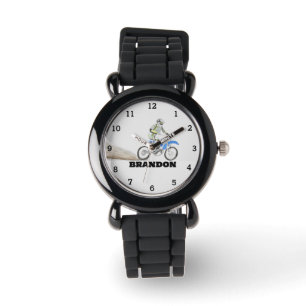 Montre Garçons Cool Moto Noir Nom personnalisé Enfants
