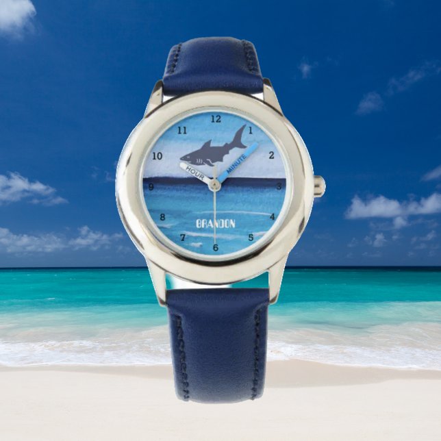 Montre Garçons Requin Océan Poisson Cute Moderne Bleu Enf (Créateur téléchargé)
