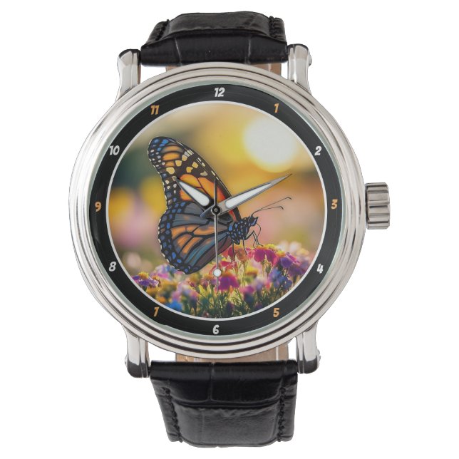 Montre Garden Dawn" - Vibrant Butterfly & Floral  (devant)