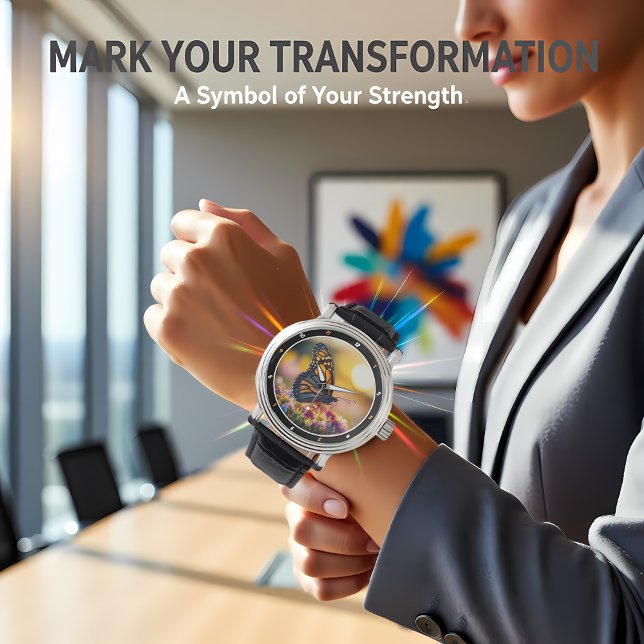 Montre Garden Dawn" - Vibrant Butterfly & Floral  (Créateur téléchargé)