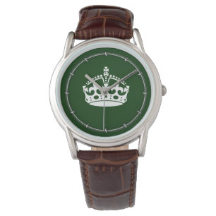 Montre Gardez le calme de la couronne sur le décor vert d