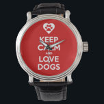Montre Gardez Le Calme Et Aimer Chiens eWatchFactory Watc<br><div class="desc">La montre Vintage eWatchFactory Keep Calm And Love Dogs est une montre à grand visage qui ne sortira jamais hors du style. Avec un mouvement quartz 3 aiguilles et un bracelet en cuir véritable, cette montre classique est parfaite pour les occasions formelles ou décontractées. Personnalisez le cadran avec votre nom...</div>