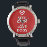 Montre Gardez Le Calme Et Aimer Chiens eWatchFactory Watc<br><div class="desc">La montre Vintage eWatchFactory Keep Calm And Love Dogs est une montre à grand visage qui ne sortira jamais hors du style. Avec un mouvement quartz 3 aiguilles et un bracelet en cuir véritable, cette montre classique est parfaite pour les occasions formelles ou décontractées. Personnalisez le cadran avec votre nom...</div>