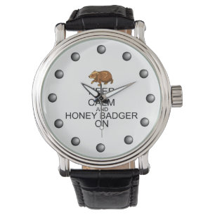 Montre Gardez le calme et le blaireau de miel dessus