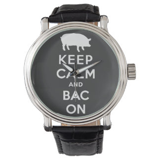 Montre Gardez le calme et le lard / blanc