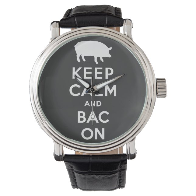 Montre Gardez le calme et le lard / blanc (devant)