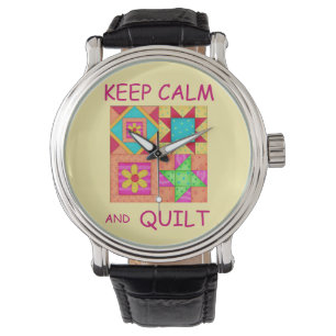 Montre Gardez le calme et les blocs de Patchwork colorés