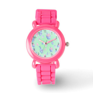 Montre Gâteau de tasse sucrée et sirène Joyeuse fille ann