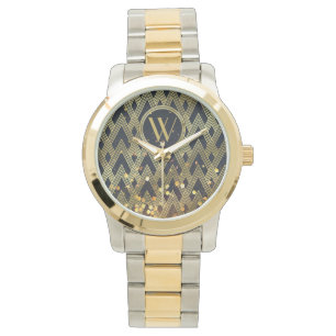 Montre Gatsby Glamor Art Déco Motif géométrique Monogr
