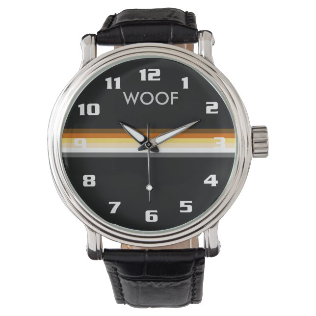 Montre Gay Bear Pride Drapeau WOOF Masculine et élégant (devant)
