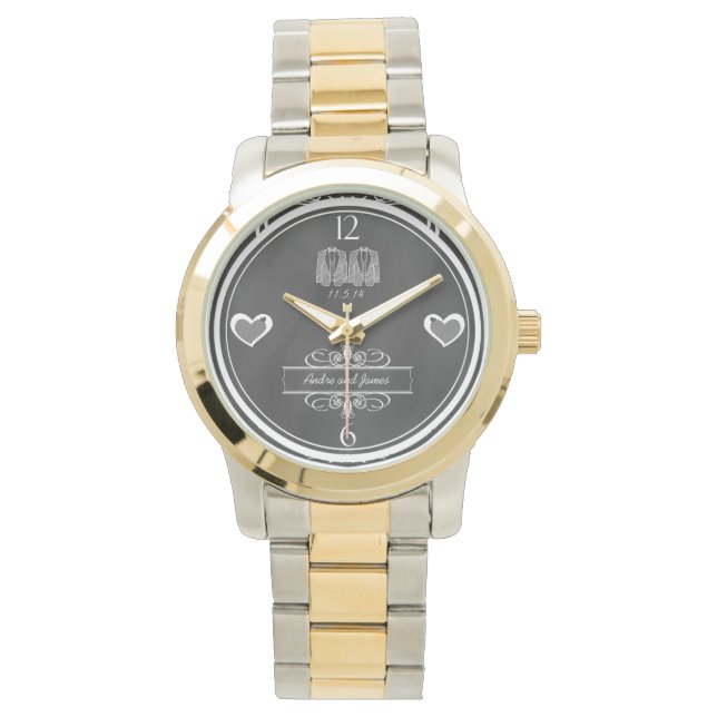 Montre Gay Chalkboard Mariage Keepsaké Watch (devant)