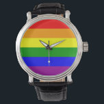 Montre Gay pride<br><div class="desc">La montre design gay pride drapeau,  avec une sangle en cuir,  disponible dans différents styles,  ferait un cadeau idéal.</div>