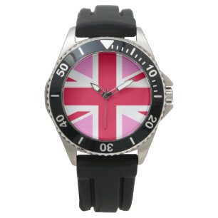 Montre GAY PRIDE britannique (Union Jack rose) (Drapeau b