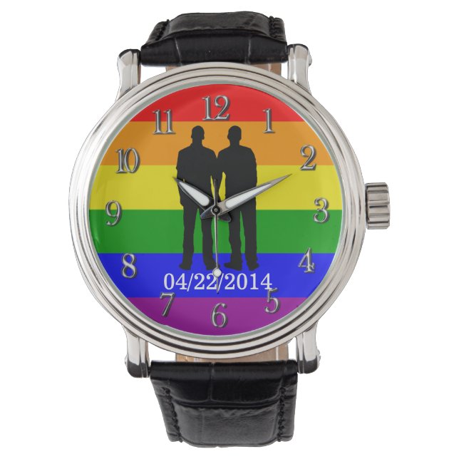 Montre Gay pride Custom Gay Couple de mariage Jour (devant)