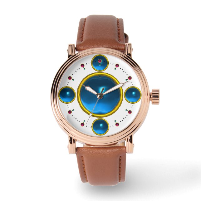 Montre GEM PIERRE numérique or bleu saphir (Recto)