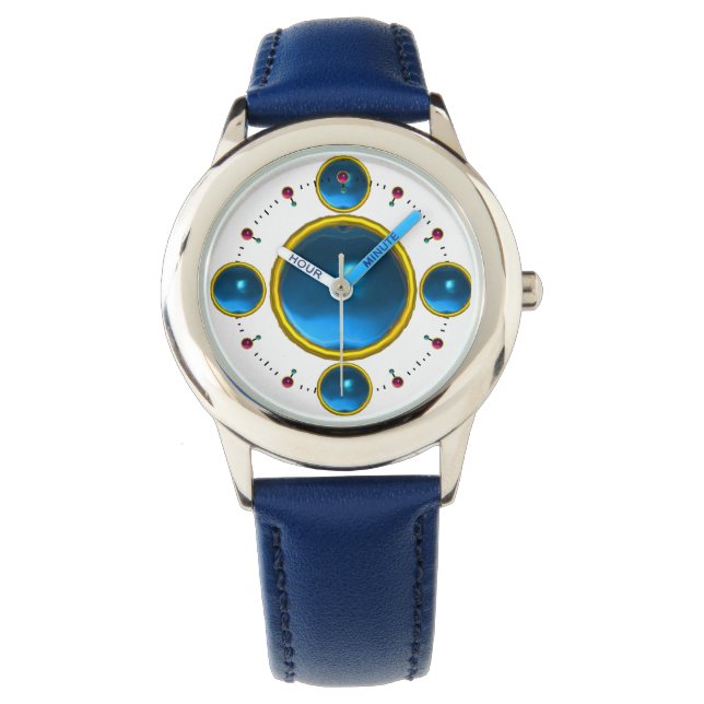 Montre GEM PIERRE numérique or bleu saphir (devant)