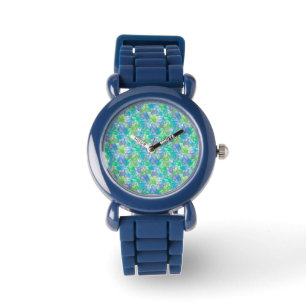 Montre Gemmes bleues et vertes.