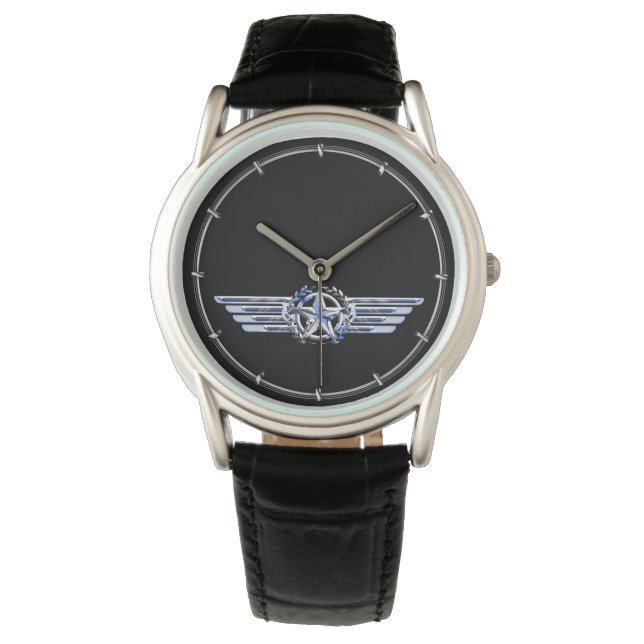 Montre Général Air Pilot Chrome Comme Star Wings Black (devant)