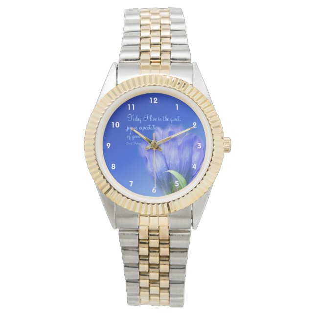 Montre Gentian Flower Life Attitude Citation inspirante (devant)