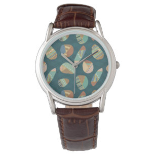 Montre Geo extérieur XII motif géométrique bleu et ver