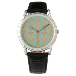 Montre Geo Step extérieur   Motif Gold et Turquoise