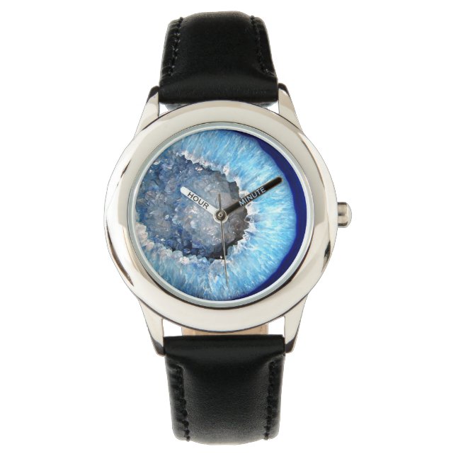 Montre Géode cristal bleu tombé (devant)