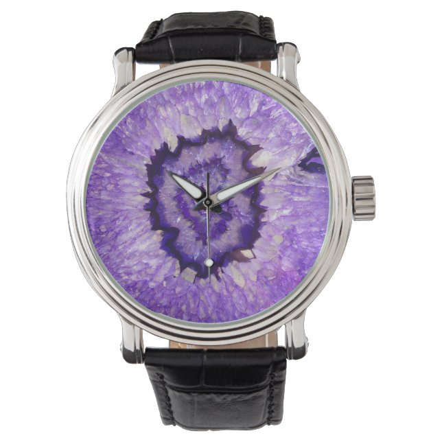 Montre Géode d'agate violet tombé (devant)