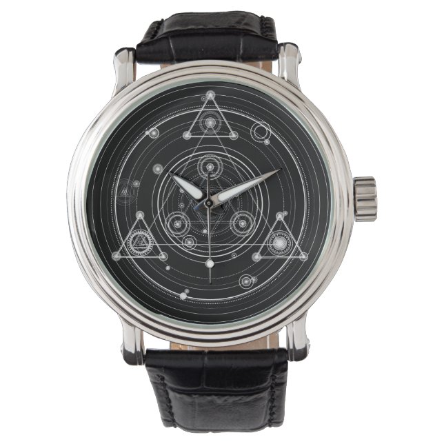 Montre Géométrie sacrée de style occulte foncé (devant)